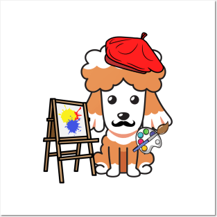 Funny poodle is a painter Posters and Art